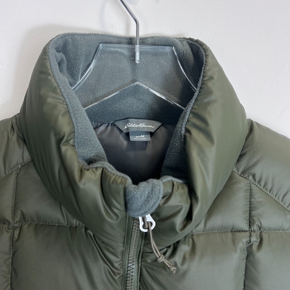 Eddie Bauer Men Goose Down Quilt Puffer Vest Full Zip Army Green Size Medium - Picture 5 of 16